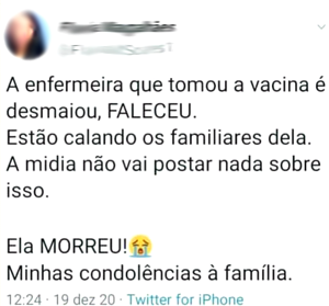 Enfermeira que tomou a vacina